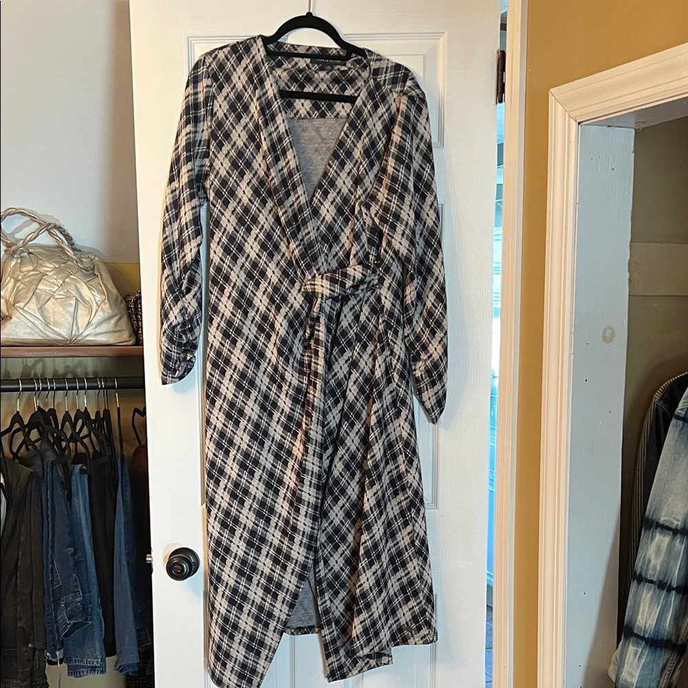 Tommy Hilfiger Black and White Plaid Wrap Dress